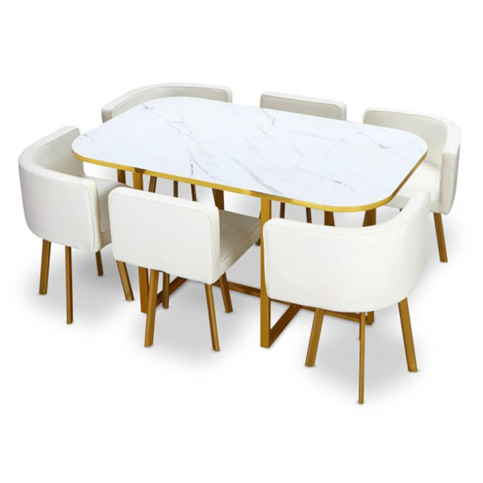 Paris Prix Ensemble Table & Chaises "Oslo" 150cm Blanc