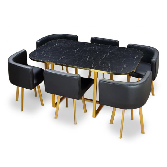 Paris Prix Ensemble Table & Chaises "Oslo" 150cm Noir