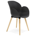 paris prix Fauteuil Design "Pikat" 84cm Noir & Naturel