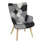 paris prix Fauteuil Patchwork "Helsinki" 71cm Noir