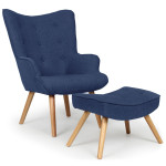 paris prix Fauteuil & Pouf Scandinave "Orle" 98cm Bleu
