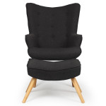 Paris Prix Fauteuil & Pouf Scandinave "Orle" 98cm Noir