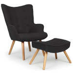 paris prix Fauteuil & Pouf Scandinave "Orle" 98cm Noir