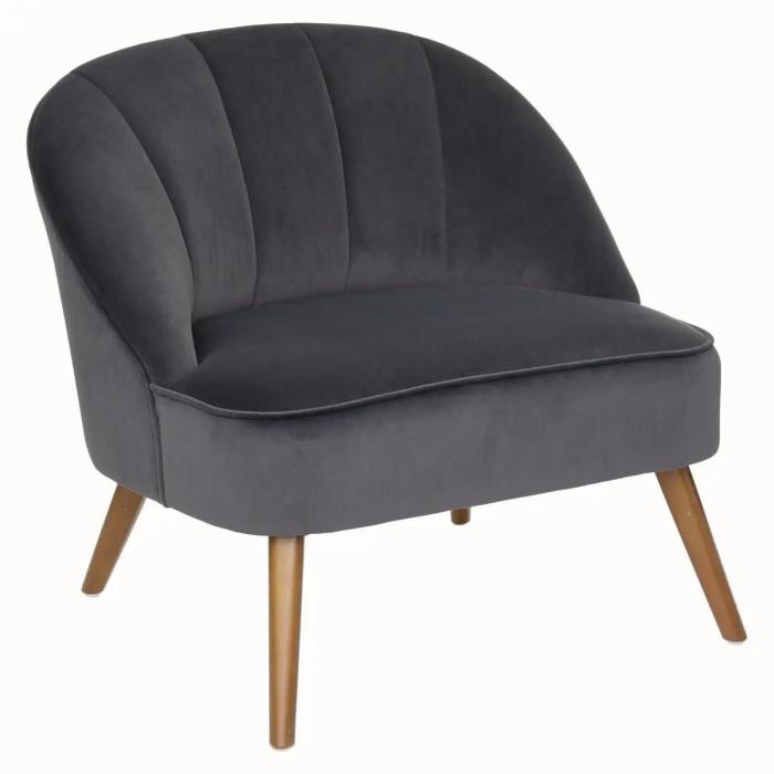 Paris Prix Fauteuil Velours Design "Naova" 78cm Gris