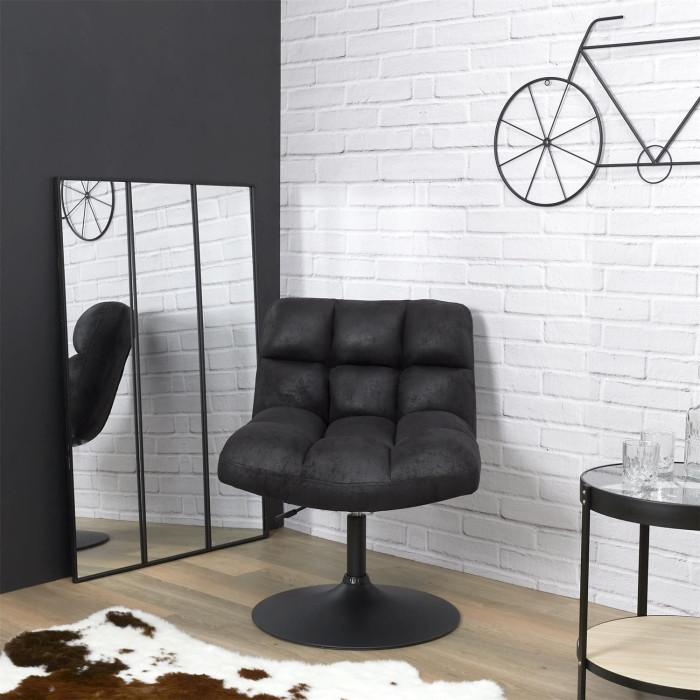 Paris Prix Fauteuil Vintage Design "Indus" 89cm Noir