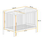 Paris Prix Lit Bébé & Matelas "Ala" 60x120cm Blanc Mat