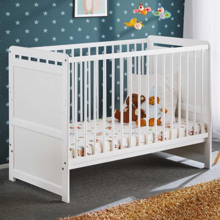 Paris Prix Lit Bébé & Matelas "Tymek" 124cm Blanc