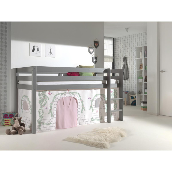 Paris Prix Lit Enfant "Pino Birdy" 90x200cm Gris