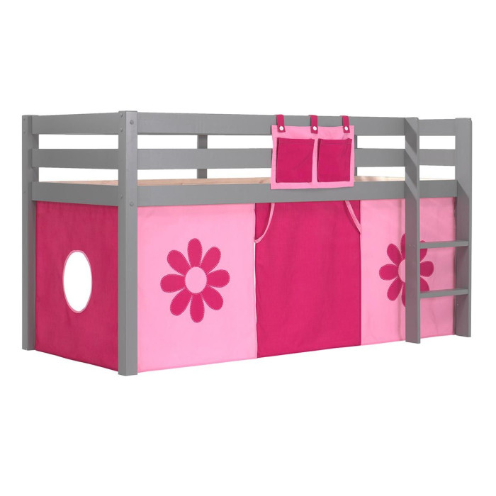 Paris Prix Lit Enfant "Pino Flower" 90x200cm Gris