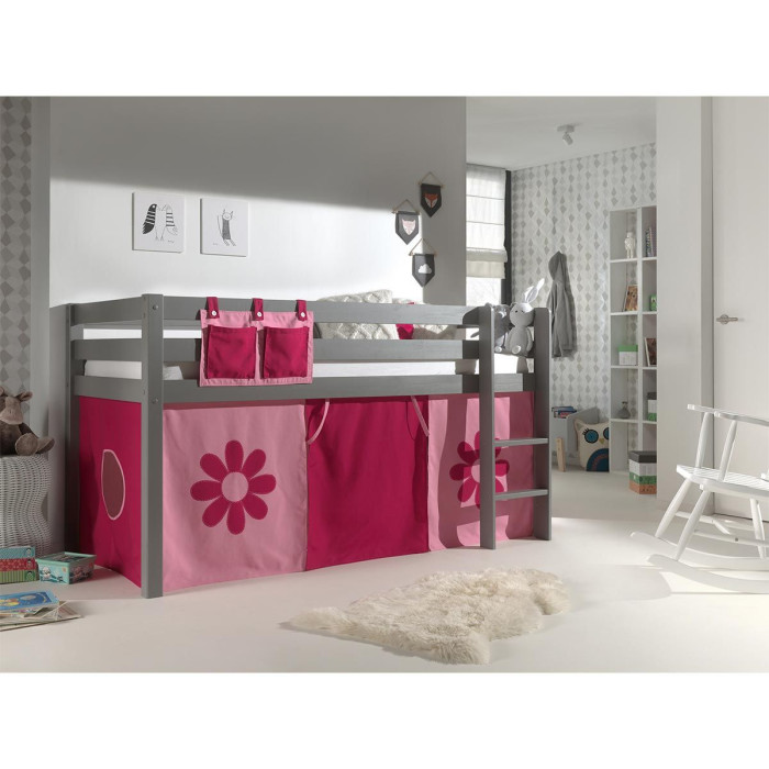 Paris Prix Lit Enfant "Pino Flower" 90x200cm Gris