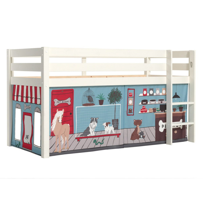 Paris Prix Lit Enfant Surélevé "Pino Pet Shop" Blanc