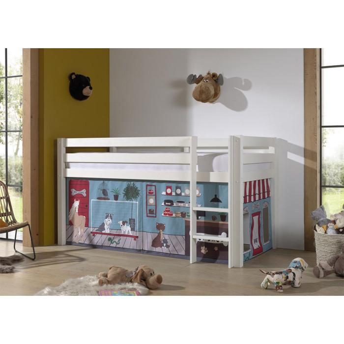 Paris Prix Lit Enfant Surélevé "Pino Pet Shop" Blanc