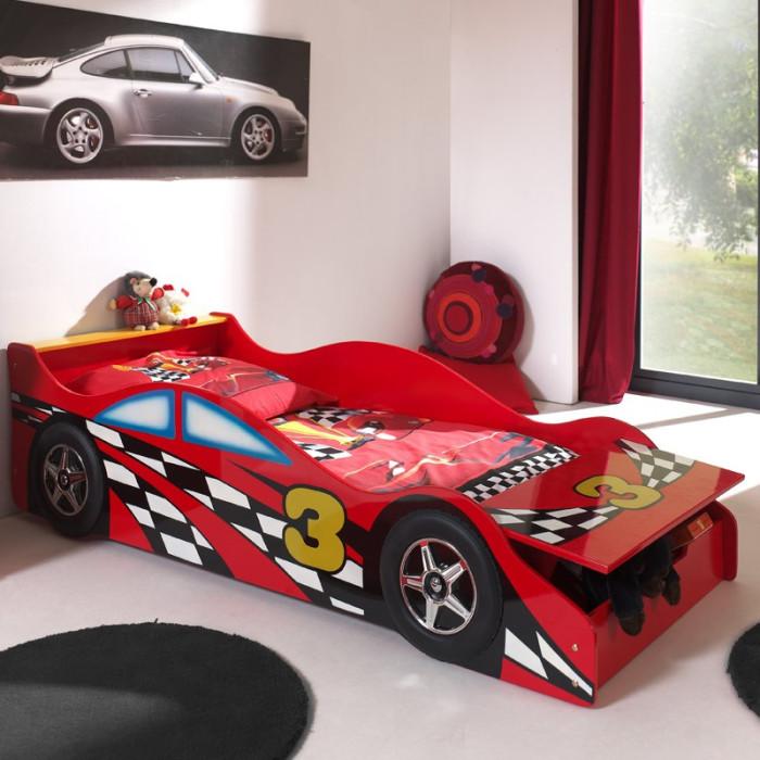 Paris Prix Lit Enfant Voiture "Race" 70x140cm Rouge