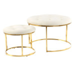 paris prix Lot de 2 Tabourets "Becky" 60cm Ivoire & Or