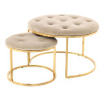 paris prix Lot de 2 Tabourets "Becky" 60cm Taupe & Or