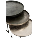 Paris Prix Lot De 3 Tables Gigognes "Gold" 80cm Noir