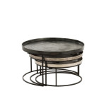 Paris Prix Lot De 3 Tables Gigognes "Gold" 80cm Noir