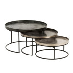 paris prix Lot de 3 Tables Gigognes "Gold" 80cm Noir
