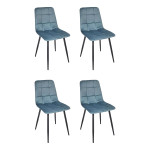 paris prix Lot de 4 Chaises "Mateo" 88cm Bleu Canard