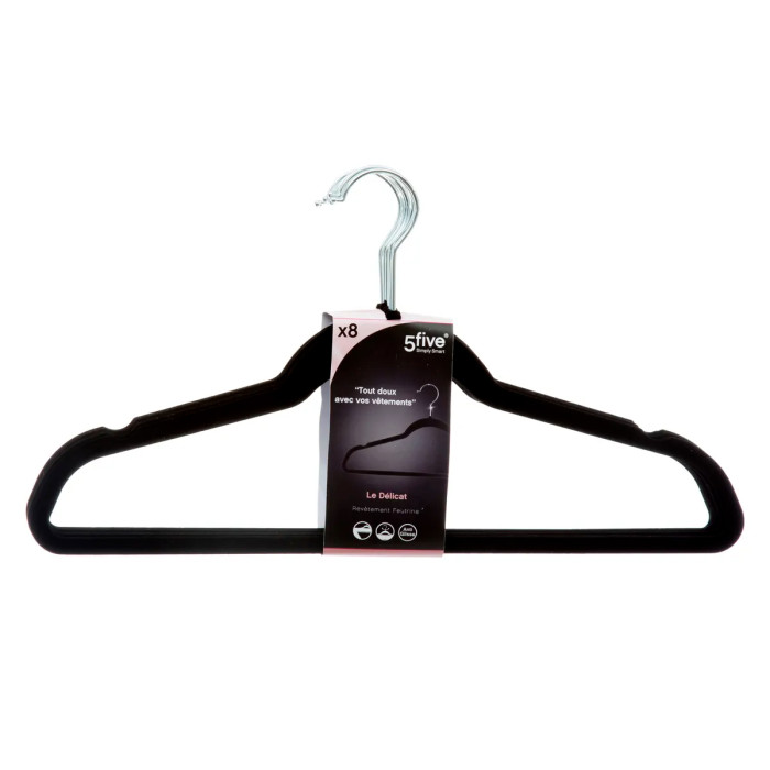 Paris Prix Lot De 8 Cintres En Feutrine 44cm Noir