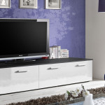 Paris Prix Meuble TV Design "Duo" 200cm Blanc & Noir