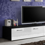 Paris Prix Meuble TV Design "Duo" 200cm Blanc & Noir