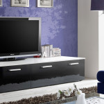 Paris Prix Meuble TV Design "Duo" 200cm Noir & Blanc