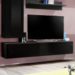 Paris Prix Meuble TV Mural Design "Fly I" 170cm Noir