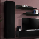 Paris Prix Meuble TV Mural Design "Fly I" 210cm Noir