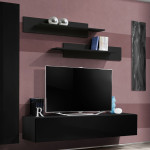 Paris Prix Meuble TV Mural Design "Fly I" 210cm Noir