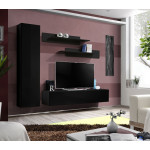 Paris Prix Meuble TV Mural Design "Fly I" 210cm Noir