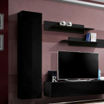 Paris Prix Meuble TV Mural Design "Fly I" 260cm Noir