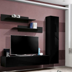 Paris Prix Meuble TV Mural Design "Fly I" 260cm Noir