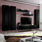 paris prix Meuble TV Mural Design "Fly I" 310cm Noir