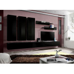 Paris Prix Meuble TV Mural Design "Fly I" 320cm Noir