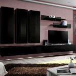paris prix Meuble TV Mural Design "Fly I" 320cm Noir