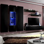 paris prix Meuble TV Mural Design "Fly V" 310cm Noir