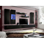 Paris Prix Meuble TV Mural Design "Fly V" 320cm Noir