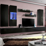 paris prix Meuble TV Mural Design "Fly V" 320cm Noir