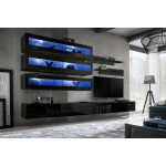 Paris Prix Meuble TV Mural Design "Fly X" 320cm Noir