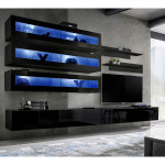paris prix Meuble TV Mural Design "Fly X" 320cm Noir