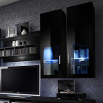 Paris Prix Meuble TV Mural Design "Lyra" 300cm Noir