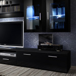 Paris Prix Meuble TV Mural Design "Lyra" 300cm Noir