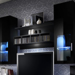 Paris Prix Meuble TV Mural Design "Lyra" 300cm Noir