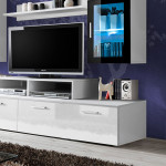 Paris Prix Meuble TV Mural Design "Mini" 200cm Blanc