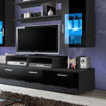 Paris Prix Meuble TV Mural Design "Mini" 200cm Noir