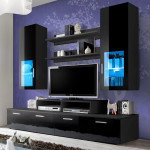 paris prix Meuble TV Mural Design "Mini" 200cm Noir