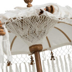 Paris Prix Parasol Déco "Pompons" 90cm Blanc & Naturel