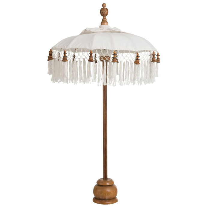 Paris Prix Parasol Déco "Pompons" 90cm Blanc & Naturel