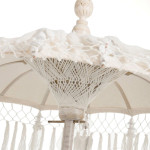 Paris Prix Parasol Déco "Pompons" 90cm Crème & Argent